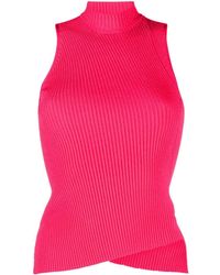Versace - Ribbed-knit Asymmetric Top - Lyst