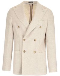Al Duca d'Aosta - Double-Breasted Herringbone Blazer - Lyst