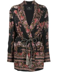 Etro Blazer Met Bloemenprint - Zwart