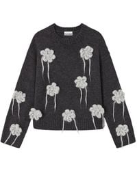 Ganni - Gehäkelter Pullover Mit Blumen - Lyst
