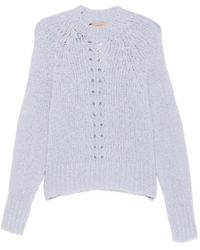 Twinset - Pointelle-Knit Raglan-Sleeve Sweater - Lyst