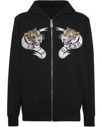 Philipp Plein - Tiger-Print Crystal-Embellished Hoodie - Lyst