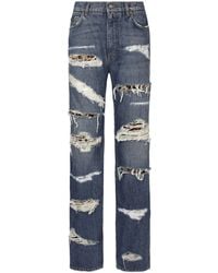 Dolce & Gabbana - Jeans Dritti Con Effetto Vissuto - Lyst