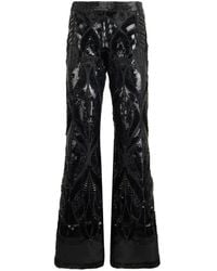 Alberta Ferretti - Sequin-Embellished Decorative-Pattern Palazzo Pants - Lyst