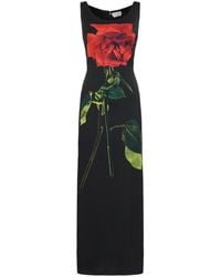 Alexander McQueen - Shadow Rose-print Satin Dress - Lyst