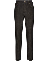 Dolce & Gabbana - Logo-appliqué Decorative-stitching Straight-leg Jeans - Lyst