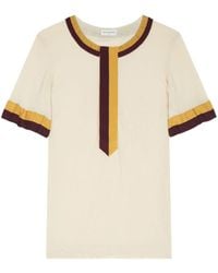 Dries Van Noten - Striped-border Cotton T-shirt - Lyst