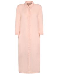 120% Lino - Long-Sleeve Shirt Midi Dress - Lyst