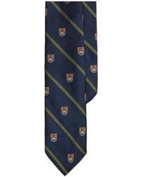 Polo Ralph Lauren - Club Striped Embroidered-Emblem Tie - Lyst