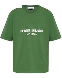 Stone Island - 2100017 Combed Organic Cotton Jersey_S.I. Marina T-Shirt - Lyst