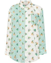 ALÉMAIS - Floral-Print Striped Linen Shirt - Lyst