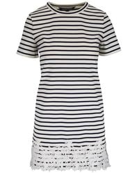 Veronica Beard - Gestreepte Mini-Jurk Met Kant - Lyst