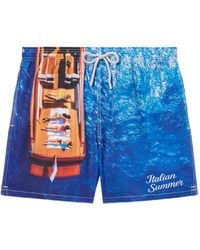 MC2 Saint Barth - Gustavia Boat-Print Drawstring-Waist Swim Shorts - Lyst