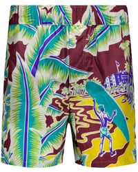 Valentino Garavani - Nylon Swimsuit With Surf Rider Print - Lyst
