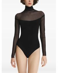 2310 STUDIO - Mesh-Panel Long-Sleeve Bodysuit - Lyst
