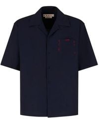 Marni - Chemise Bowling En Laine Tropicale Foncé Avec Mending - Lyst