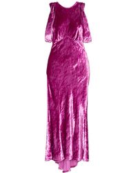 The Attico Asymmetric Velvet Midi Dress - Roze