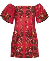 Cara Cara - Puff-Sleeve Floral-Print Mini Dress - Lyst