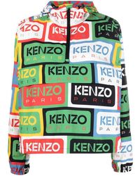 KENZO - Kapuzenjacke mit Logo-Print - Lyst