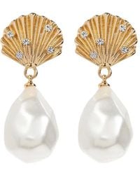 Self-Portrait - Shell-Shaped Faux Pearl-Drop Earrings - Lyst