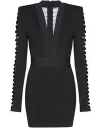 Balmain - V-Ausschnitt-Minikleid Mit Cut-Out - Lyst