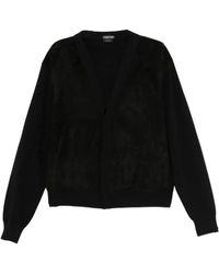 Tom Ford - Suede Front Merino Cardigan - Lyst