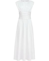 Toccin - Evangeline Strong-Shoulder Ruched Midi Cotton Dress - Lyst