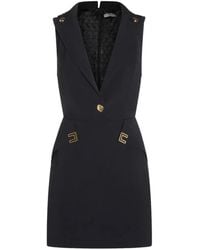 Elisabetta Franchi - Double Layer Stretch Logo Detail Mini Dress - Lyst