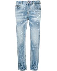 Philipp Plein Washed-effect Boyfriend Jeans - ブルー