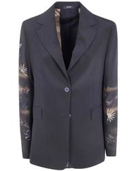 Ibrigu - Floral-Print Silk Blazer - Lyst