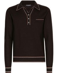 Dolce & Gabbana - Pull polo en laine à rayures contrastantes - Lyst