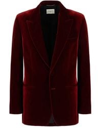 Saint Laurent - ジャケット（ベルベット） レッド - Lyst