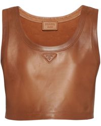 Prada - Nappa-leather Crop Top - Lyst