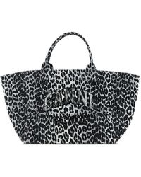 Ganni - Leopard Sequin Xxl Appliqué Tote Bag - Lyst