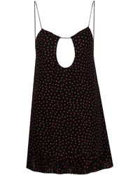 Saint Laurent - Polka-dot Print Cut-out Detail Mini Dress - Lyst