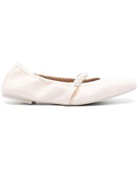 Stuart Weitzman - Goldie Leather Ballerina Shoes - Lyst