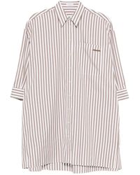 Brunello Cucinelli - Striped Cotton And Silk Shirt - Lyst