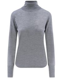 Aspesi - Roll-Neck Ribbed-Trim Fine-Knit Top - Lyst