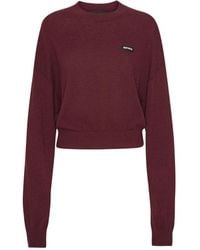 ROTATE BIRGER CHRISTENSEN - Cropped Burgundy Sweater With Ribbed Hem - Lyst