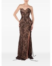 ANDREEA VENECIUC - Isadora Lace-Overlay Peplum Maxi Dress - Lyst