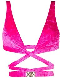Versace - Medusa 95 Velvet Bikini Top - Lyst