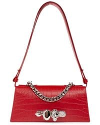 McQueen - Mini Jewelled Croc-Effect Tote Bag - Lyst