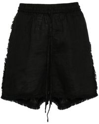 P.A.R.O.S.H. - Logo-embroidered frayed shorts - Lyst
