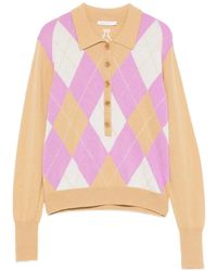 Patrizia Pepe - Argyle-Pattern Wool Polo-Shirt - Lyst