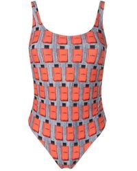 Amir Slama - Maillot De Bain Imprimé À Dos Ouvert - Lyst