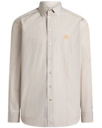 Etro - Striped-Pattern Logo-Embroidered Shirt - Lyst