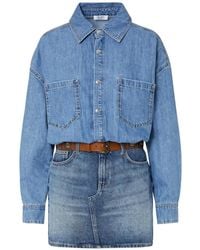 Liu Jo - Short Denim Dress With Belt - Lyst
