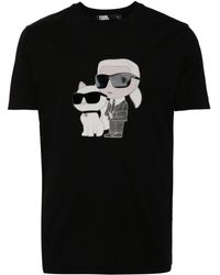 Karl Lagerfeld - Ikonik Karl & Choupette Cotton T-shirt - Lyst