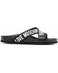 Love Moschino - Logo Open-toe Slides - Lyst