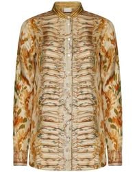 Pierre Louis Mascia - Aloe Long-Sleeve Silk Shirt - Lyst